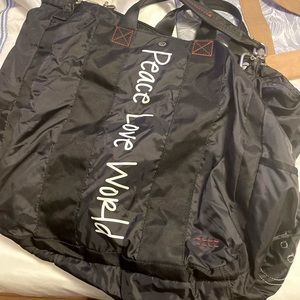 Peace Love World Black Nylon Travel Bag